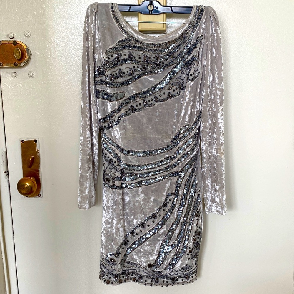 VELVET BEADED PARTY DRESS